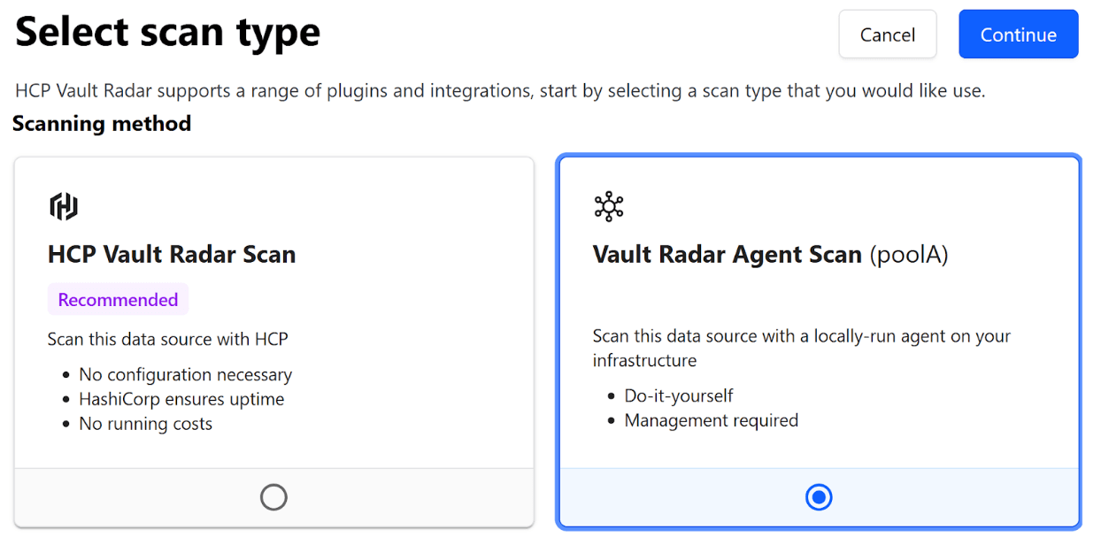 Selecting scan type